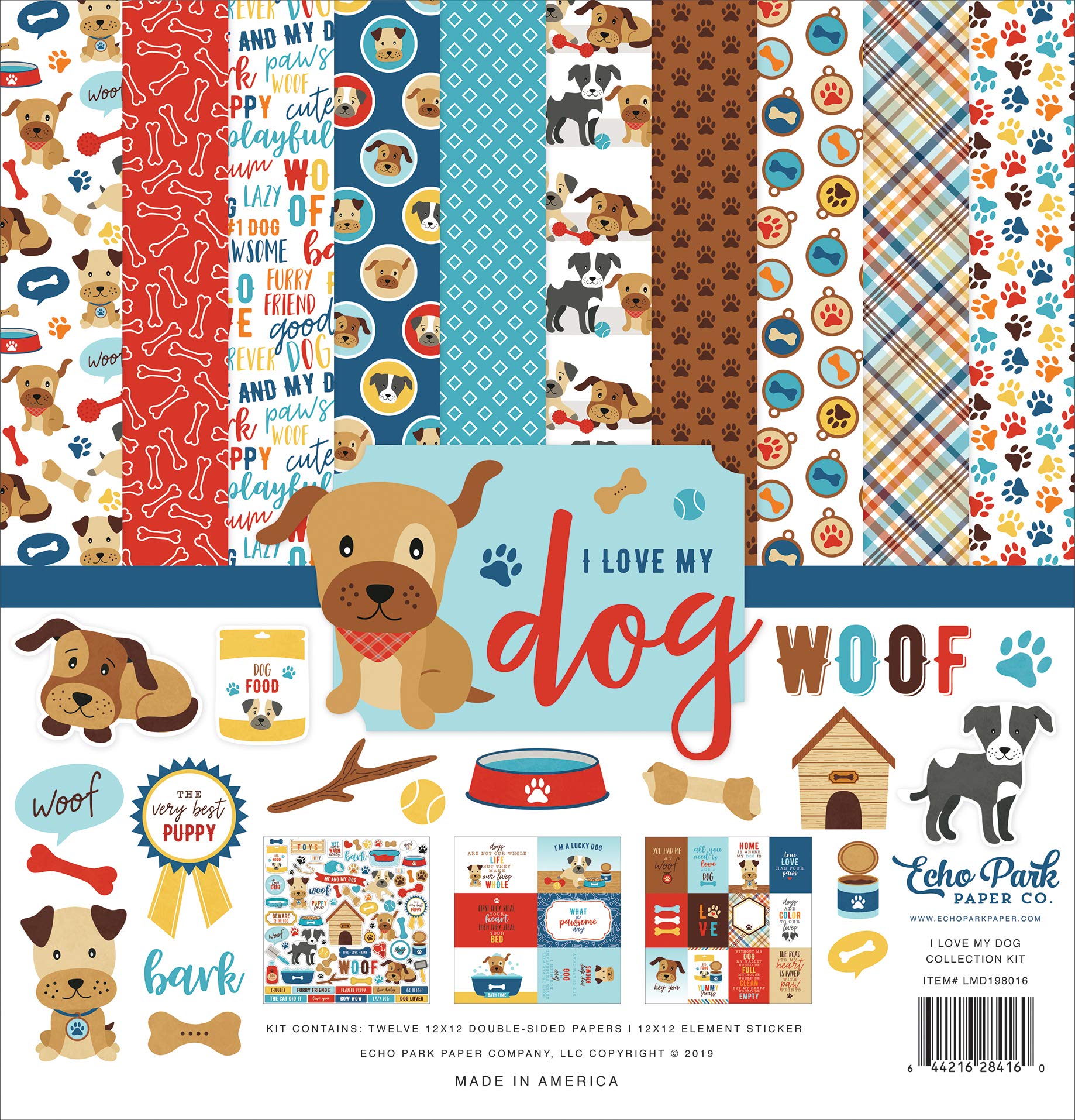 ECHO PARK PAPER COMPANY I Love My Dog COLL 12X12 KIT, One Size