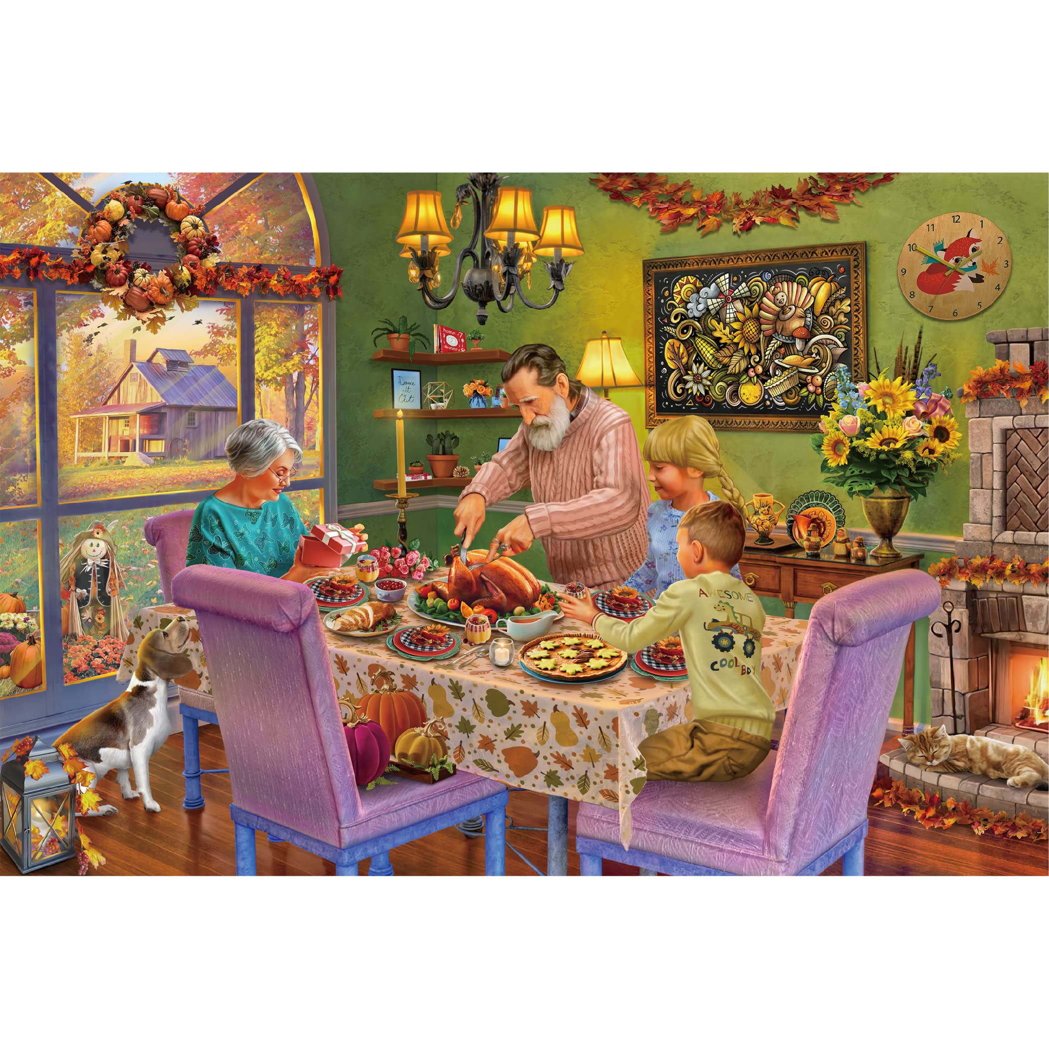 Lavievert Wooden Jigsaw Puzzle 1000 Piece Puzzle for Adults - Thanksgiving Dinner, Turkey, Pumpkin Pie