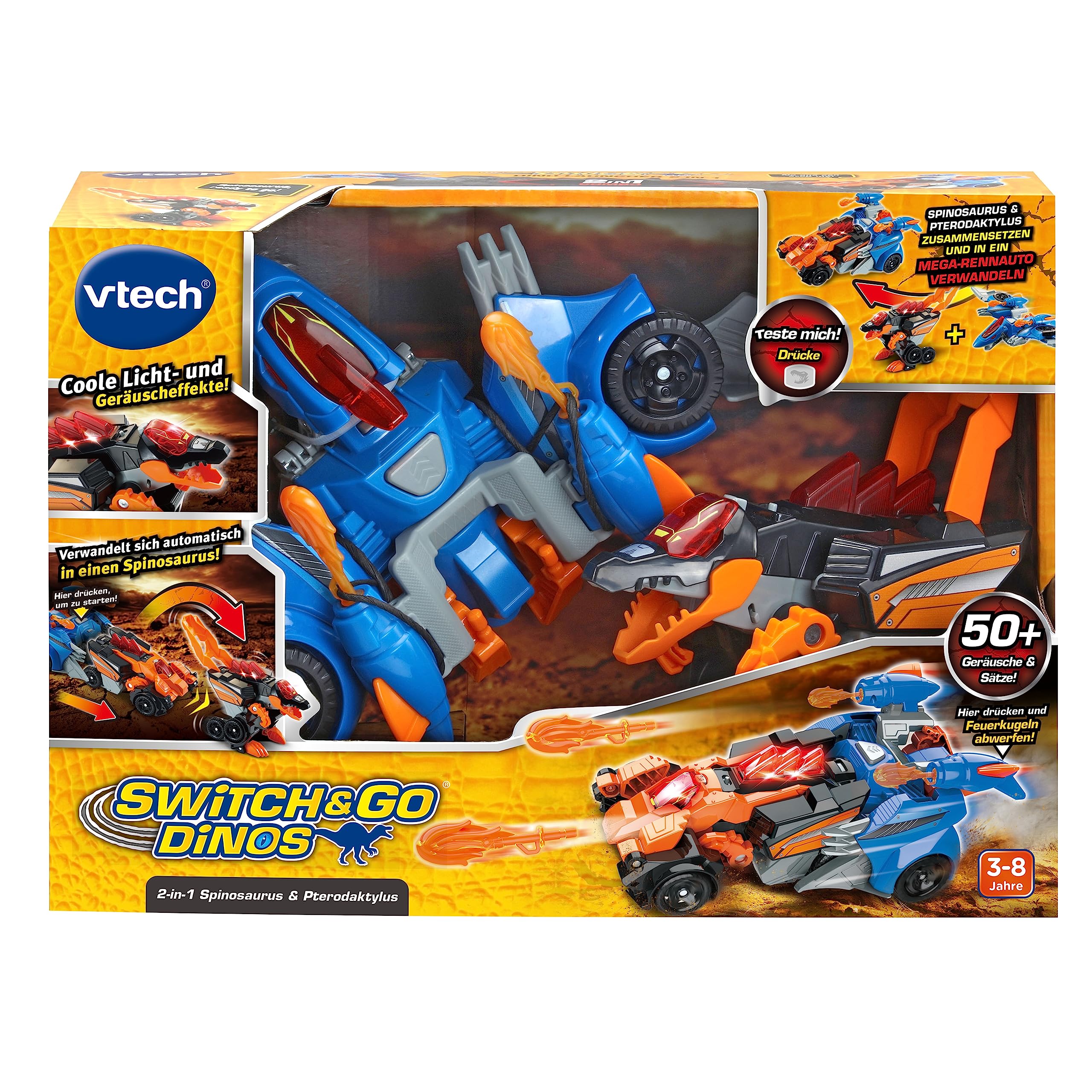 Vtech Switch and Go Dinos Spinosaurus und Pterodaktylus – Dino-Auto-Transformer – 2-in-1 Spielzeug mit Dinostimme, Geräusch- und Lichteffekten – Für Kinder von 3-8 Jahren 9