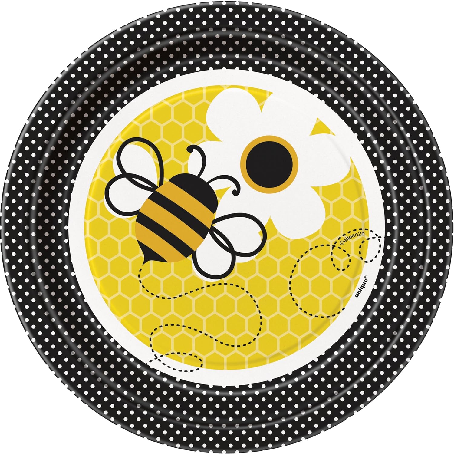 Unique Party 43424 18cm Busy Bumble Bee Party Plates, Pack of 8