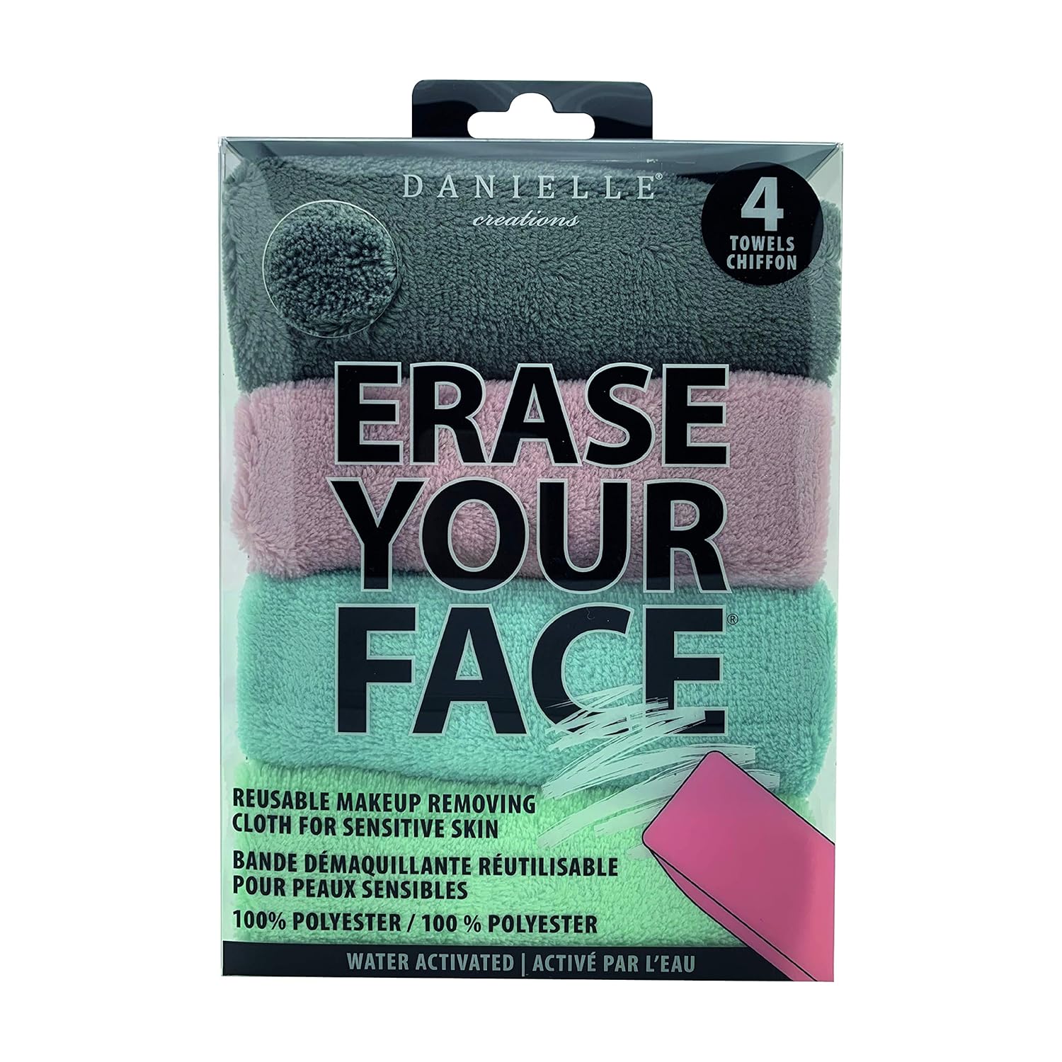 Danielle Creations Erase Your Face 4 Pk Face Cloths, Soft Colours