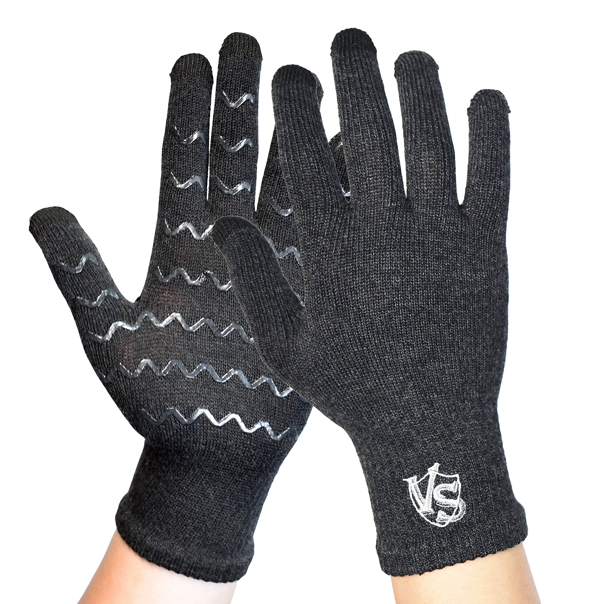 Vital Salveo-Touchscreen Full Finger Compression Arthritis Gloves with Non-Slip for Pain Relief-Rheumatoid, Osteoarthritis Carpal Tunnel Aches (Pair)-Dark Grey-M
