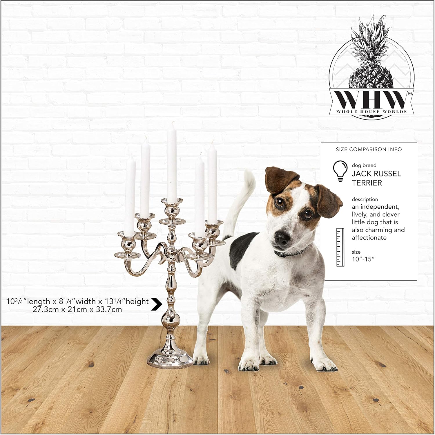Hamptons Five Arm Silver Candelabra, Hand Crafted of Silver Aluminum Nickel, Over 1 Ft Tall (13.75 Inches ) from The Hotel Resort Collection: Kitchen & Dining