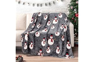 PAVILIA Christmas Snowman Throw Blanket | Grey Christmas Fleece Blanket | Soft, Plush, Warm Winter Cabin Throw, 50x60 (Grey Snowman)