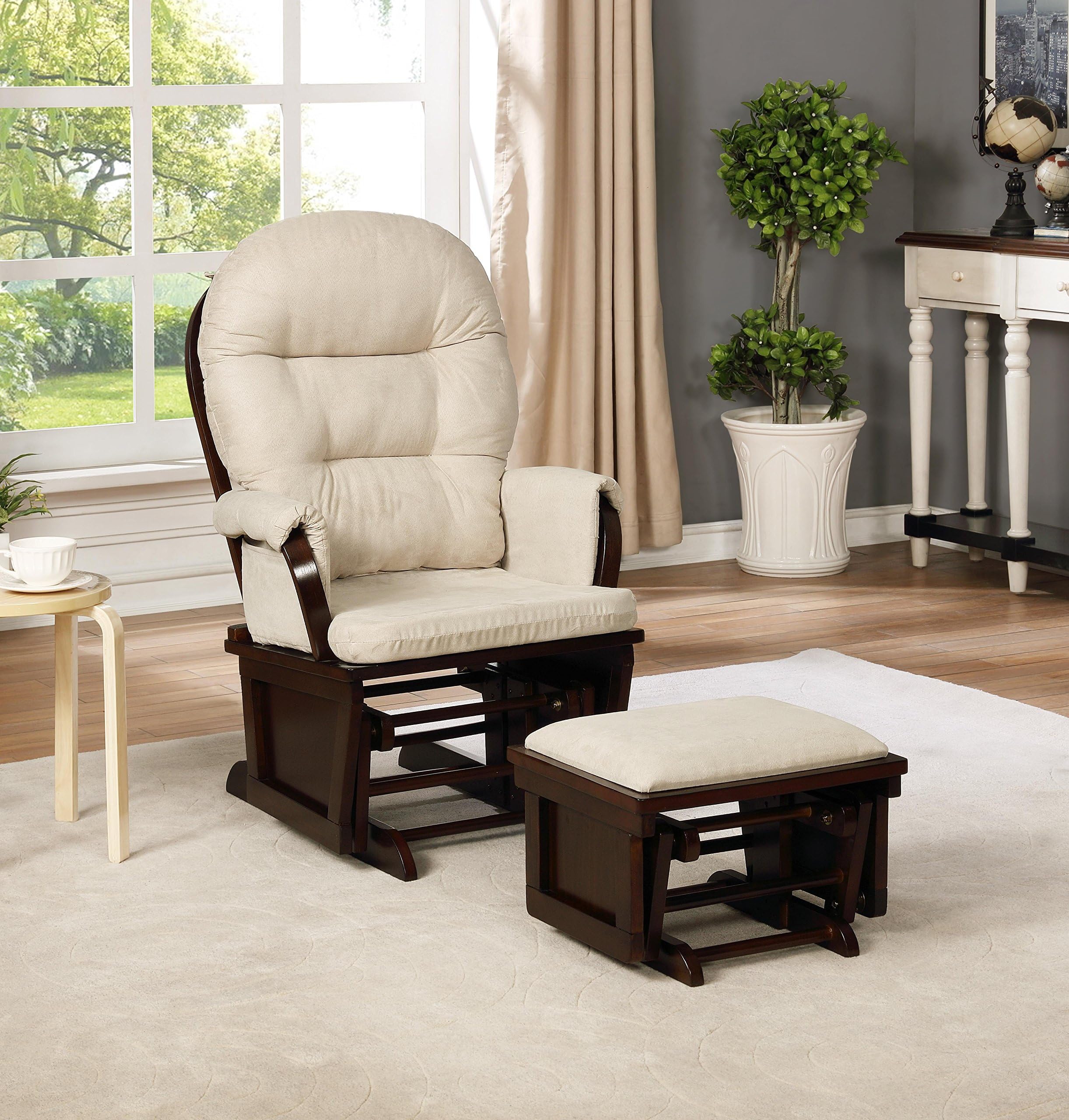 Naomi Home Amelia Glider & Ottoman Set Espresso/Cream