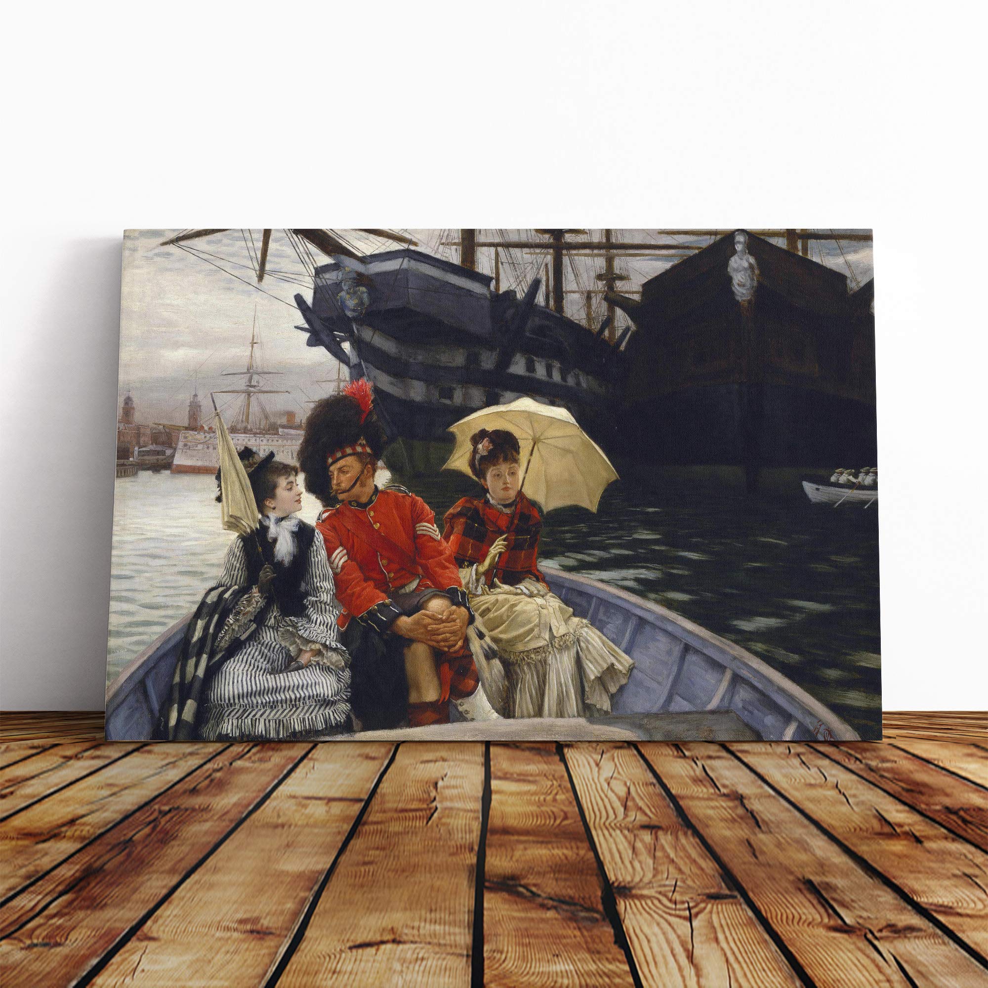 James Tissot Portsmouth Dockyard Canvas Print | Gallery Wrapped 30mm Frame Wall Art | 20x14 inches | Ready to Hang | Modern Picture | Living Room Bedroom Lounge Office