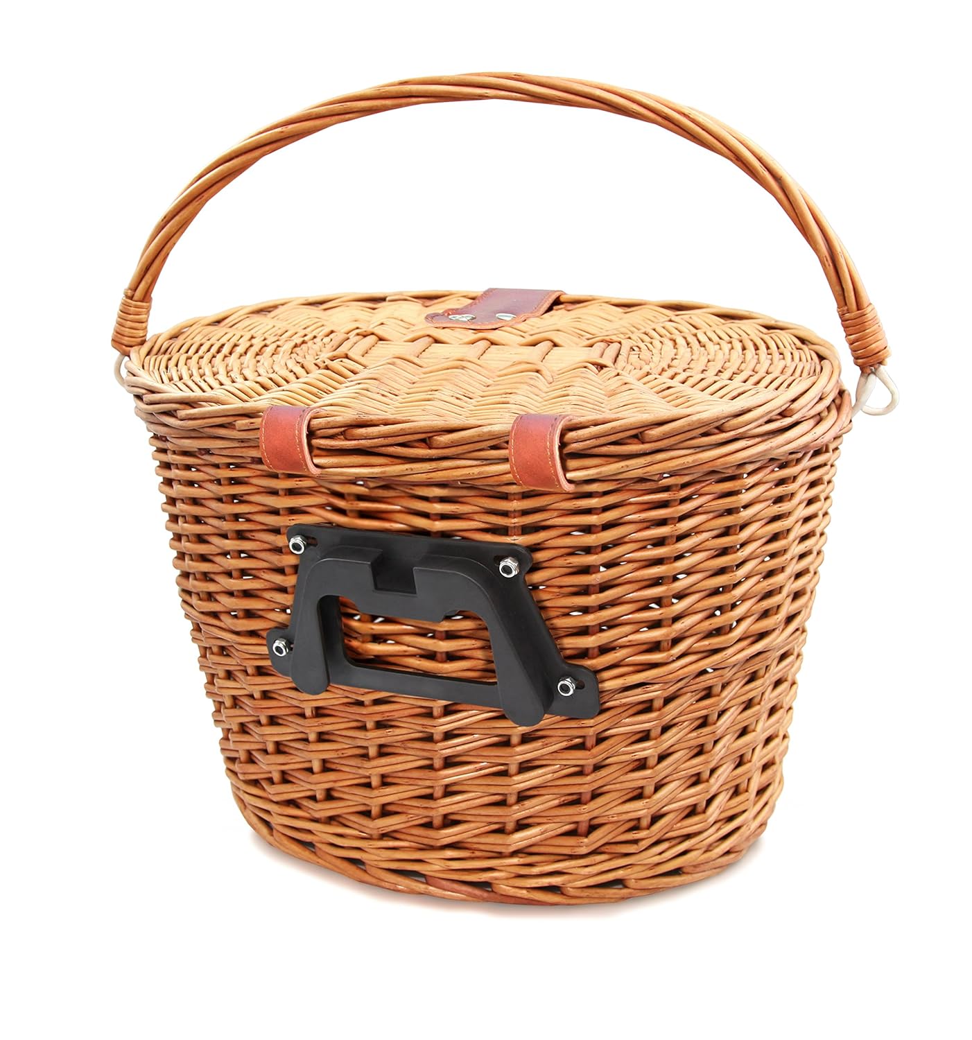 Colorbasket 01587 Adult Front Handlebar Wicker Bike Basket with Lid