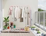 HOMIDEC Clothes Rail Portable Rack with Hooks and Metal Shelf Pink 40kg view 6