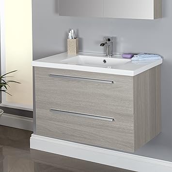 Amazon De 800 Mm Wand Badezimmer Unterschrank Waschbecken 1 Th Grau Esche Moderne Badezimmer