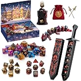 Advent Calendar 2026 DND Dice Set with 3D Printed Dargon, Dice Tower, Sword | 24 Days Mystery Christmas Dice Set with Storage Party Favors Gifts for Dungeons and Dragons RPG, MTG, Role Playing Table Game