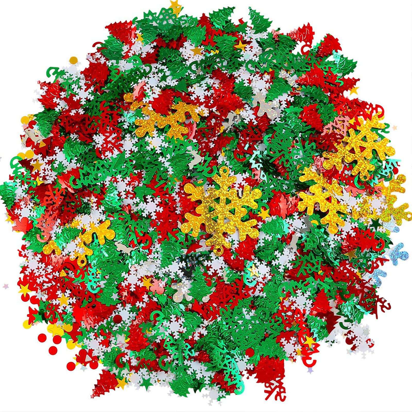 Christmas Confetti 7500Pcs Glitter Table Confetti Snowflake Christmas Tree Shape Sequins for Xmas New Year Decoration