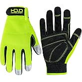 HANDLANDY Work Gloves for Men & Women, Utility Mechanic Working Gloves Touch Screen, Flexible Yard Work Gloves
