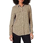 Amazon Essentials Women's Georgette Long Sleeve Relaxed-Fit Pockets Shirt