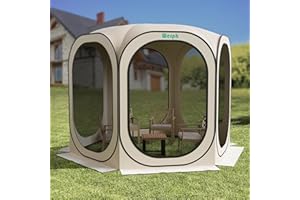 Werph Screen Tent Pop-Up, Portable Tent Canopy with Mesh Mosquito Net, Screen House Room Canopy Shade Screen Houese 10x 10 FT with Carry Bag for Patio, Backyard, Sports & Outdoors Activities, Beige