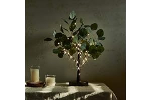 LITBLOOM Lighted Eucalyptus Tree 50 Fairy Lights with Timer Battery Operated or USB Plug in, Bonsai Tree with Lights for Wedding Party Table Decoration