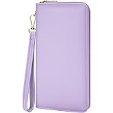 Chelmon Women's Vegan Leather Clutch Wallet with Zip, Hand Strap, Large Capacity