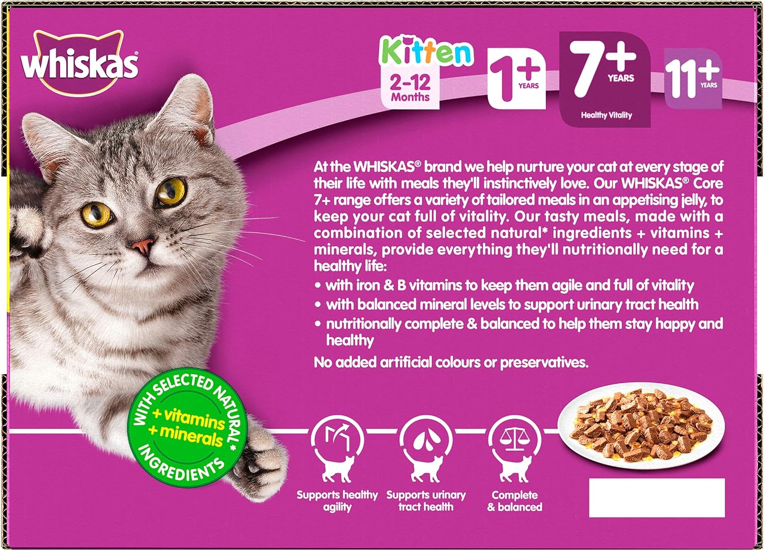 Whiskas 7+ - Wet Cat Food for Senior Cats - Poultry Selection in Jelly - 12 x 100 g, 100 g (Pack of 12) - Image 3