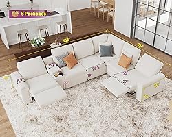 AMERLIFE Reclining Sectional Sofa, Thick Armrest