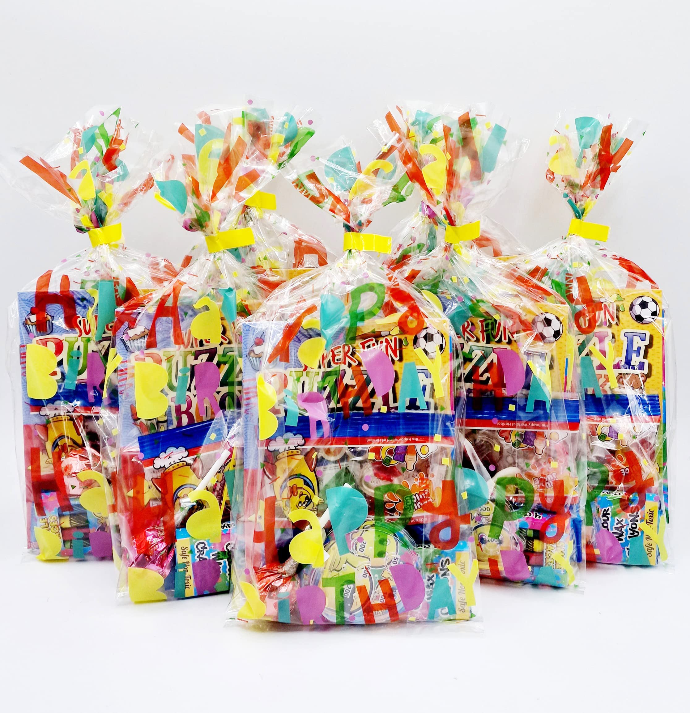 15 x HAPPY BIRTHDAY unisex pre filled party bags with favours and sweets for boys and girls