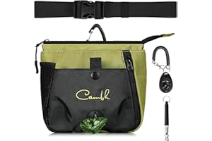cambk Large Dog Treat Pouch Training Kit with Clicker, Waist Pack Puppy Treat Bag with Poop Bag Dispenser and Clip for Belt, Big Dog Walking Pouches with Dog Clickers and Silent Whistle
