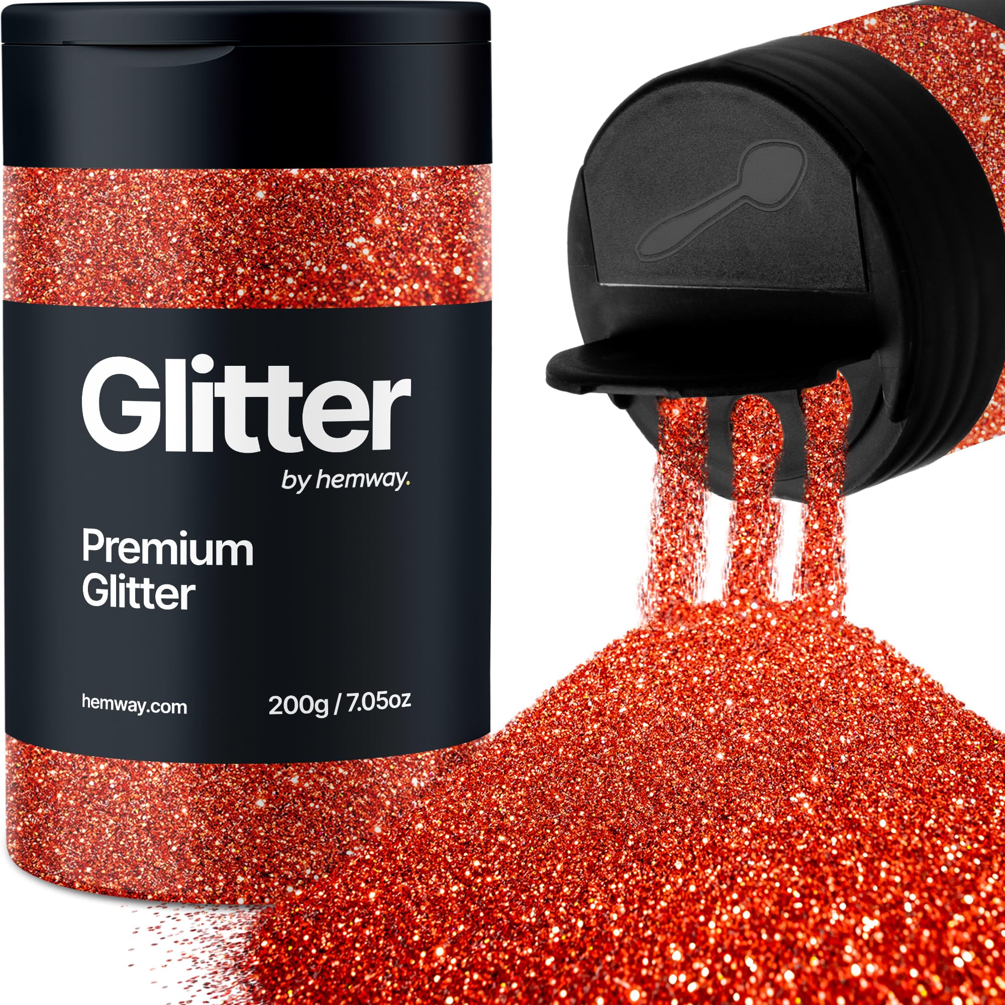 Hemway Red Holographic Glitter Shaker, 210g Ultrafine Glitter for Crafts Metallic Flake Sequins for Resin & Epoxy Crafts for Decorating, Halloween, Christmas, Nail, Face, Bunting, Art, Pots