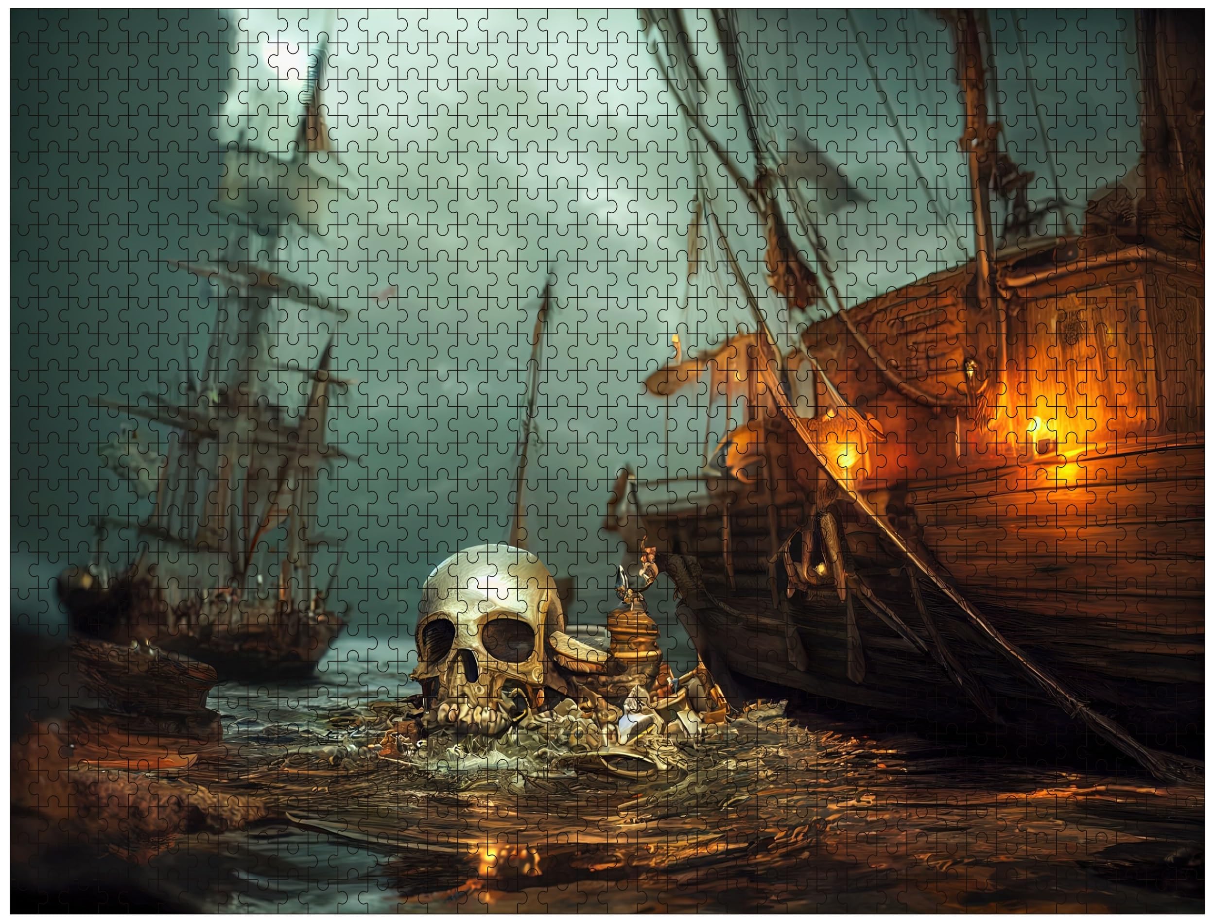 Photo 1 of Jigsaw Puzzles 1000 Pieces for Adults -Ancient Pirate Ships Premium Wooden Perfect Interlocking Clear Printing