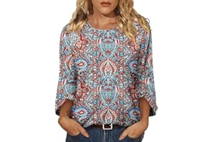 BETTE BOUTIK Womens 3/4 Length Sleeve Tunic Tops Casual Crew Neck Shirts Business Work Blouses Trendy Flowy Tees S-3XL