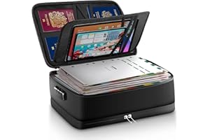 YOASSI 5200°F Fireproof Document Bag with Lock,Upgraded Heat Insulated Fireproof&Waterproof Box Double Layer Large Capacity Document Organizer,Portable Home Travel Office Safe Storage for Important Documents