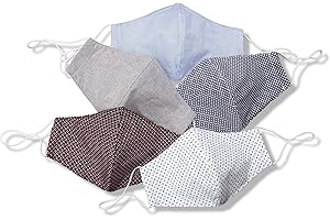 HOPE LOVE SHINE Five Pack of Reusable Face Masks - Stylish Designer Cotton Masks for Gentlemen Breathable Cotton Washable Cloth Mask - Face Masks For Women and Men