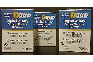 DEFEND X-ray Digital Sensor Sleeve 8"X1 5/8 Clear (Size 2) 3X of The 500bx(1500total)