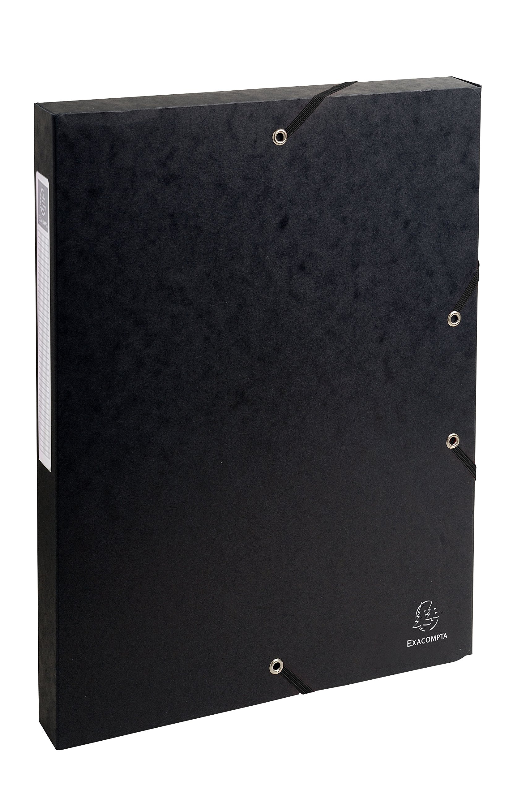 Exacompta - Ref 50301E - Pressboard Filing Box - 250 x 330mm in Size, Suitable for Holding A4 Documents, 2.5cm Spine, 600gsm Genuine Pressboard, Spine Label - Black