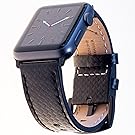 42mm Apple Watch Band Women - Men Genuine Leather iWatch Bands with Classic Buckle and Durable Adapters. Black Carbon Fiber Style Wrist Strap Fits All Apple iWatch Series 3, 2, 1 CARTERJETT (42 S/M)