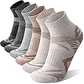 ANTSANG 6 Pairs Merino Wool Quarter Ankle Hiking Running Socks Compression Thermal Thick Cushion Socks for Women Men