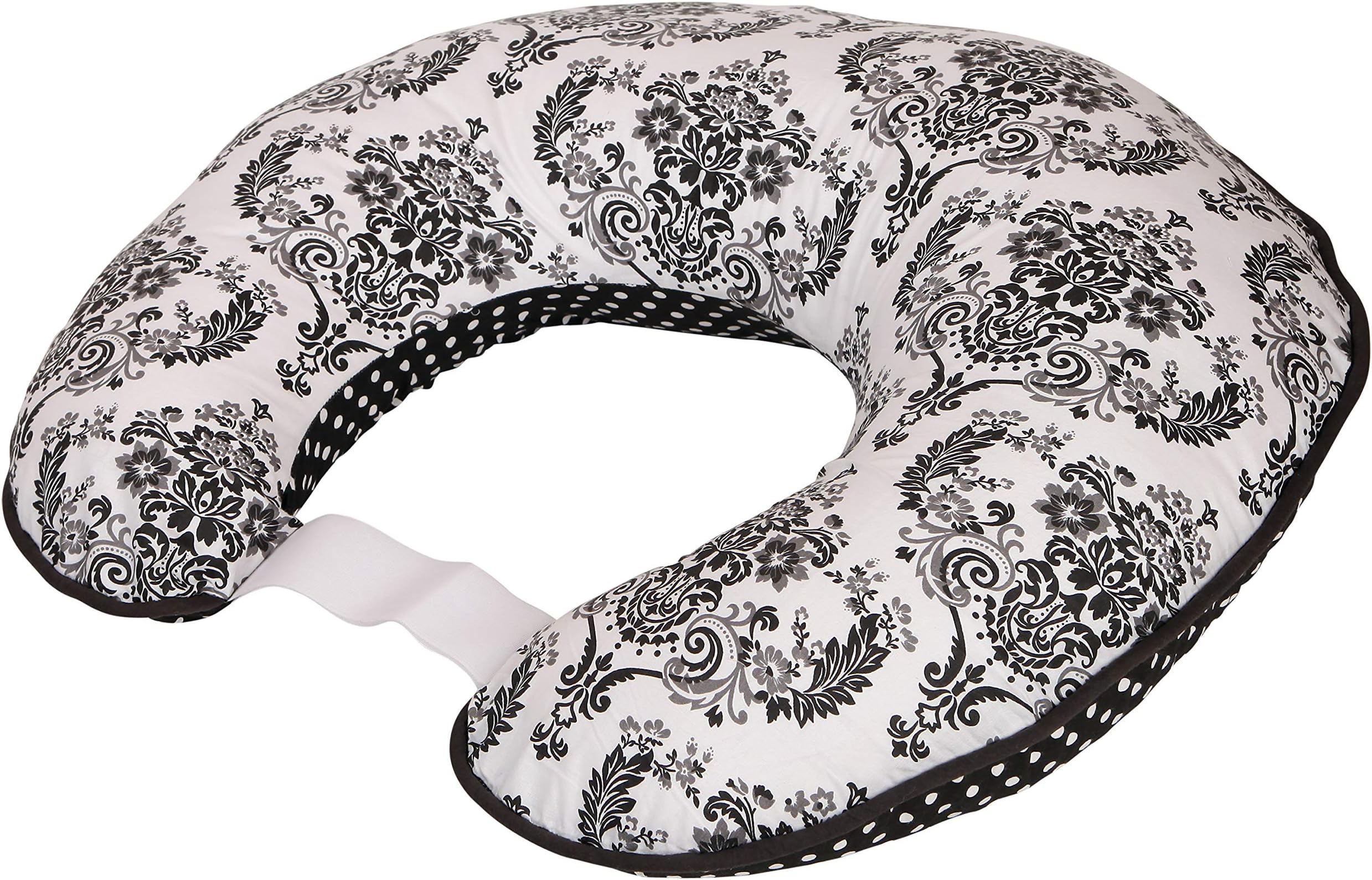 Bacati - Classic Damask White/Black Nursing Pillow Cover with Ultra-Soft 100% Cotton Fabric in a Fashionable Two-Sided Design, Fits All Hugster Nursing Pillows and Positioners