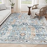 befbee 6x9 Area Rugs for Living Room - Stain Resistant Machine Washable Rugs for Bedroom,Non-Slip Backing Large Area Rug (Blu