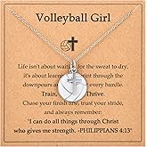Softball Soccer Volleyball Basketball Baseball Necklace for Girls, Teen Girl Trendy Sports Stuff Accessories Cross Neckalce Jewelry Birthday Christmas Valentines Easter Baptism Graduation Gifts