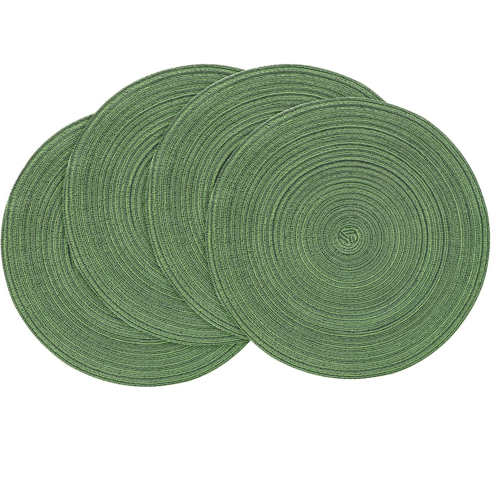 Photo 1 of Floroom 15 Inch Round Braided Placemats Set of 4, Washable Heat Resistant Cotton Polyester Circle Place Mats for Kitchen Dining Table - Forest Green