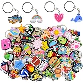 Gibleitz 30/50/100/200pcs Random Different Keychains, Lot Mixed Cute Keyring for Classroom Prizes Students Incentives