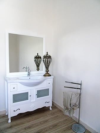 Modernes Badezimmermobel In Shabby Chic Mit Dekor Und Glas Mattweiss Amazon De Kuche Haushalt