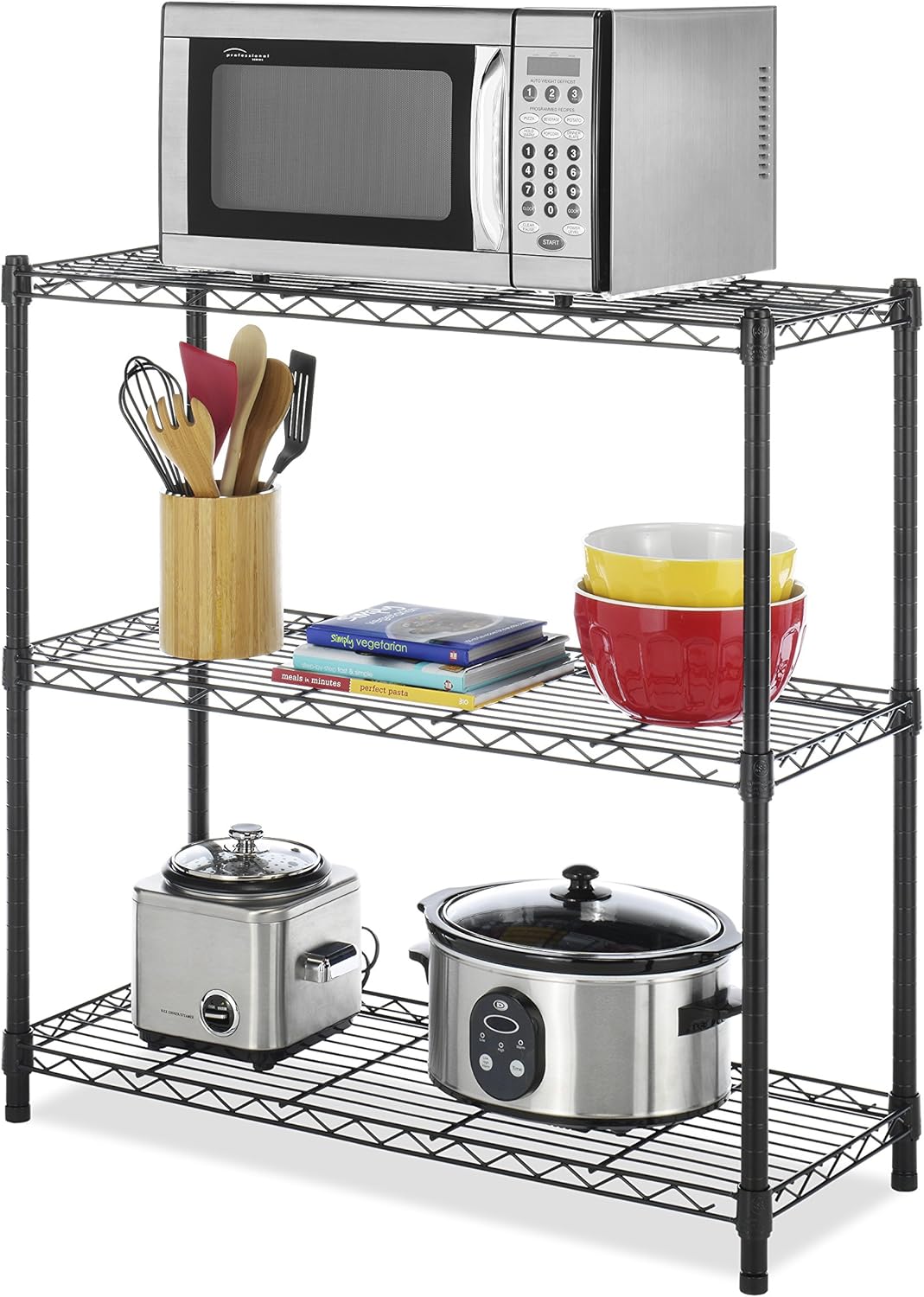 Whitmor Supreme Leveling Feet 350 Capacity Per Shelf Adjustable Shelves, 3 TIER, Black: Home & Kitchen