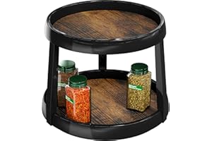 Simple Houseware 10-Inch 2 Tier Lazy Susan Turntable Multifunctional Organizer, Rustic Brown