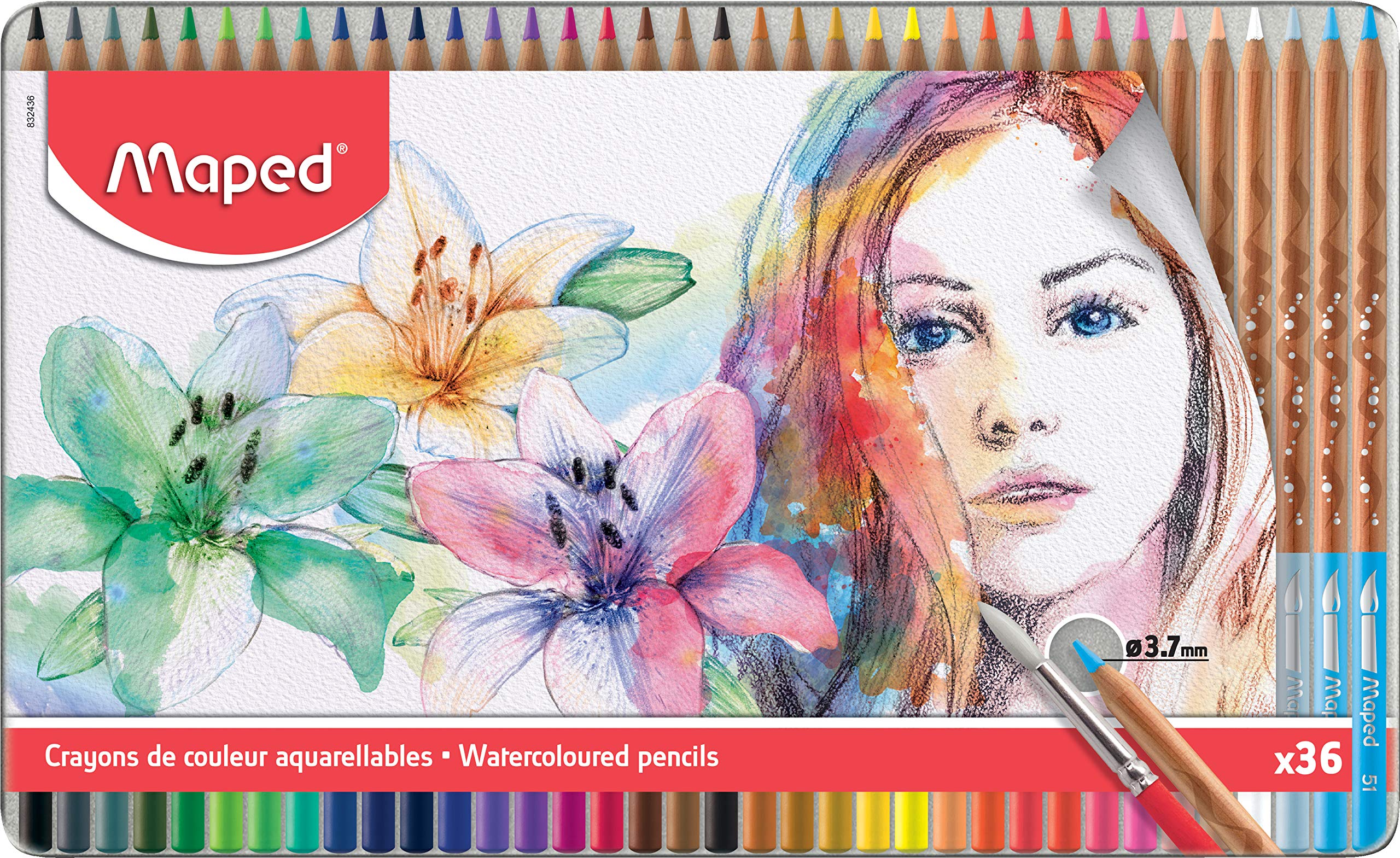 Maped - 36 x watercolour colouring pencils for artists ARTIST in high-quality metal box