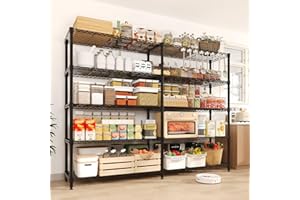Heavy Duty Storage Shelves, 5-Tier Metal Shelving Unit (1325 LBS Capacity), L-Shaped Adjustable Wire Shelving Rack for Garage
