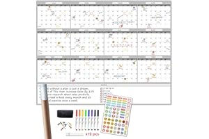 CLEVER CLEAN Large Dry Erase Wall Calendar - 48"x60" 2024 Undated Yearly Planner for Home, Office, School Projects - Jumbo Erasable Laminated Task Organizer