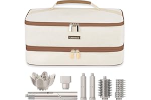 LEXEECO Travel Carrying Case for Shark Flexstyle Attachments Double Layer Hair Dryer Case for Dyson Airwrap Shark Flex Fusion Holder Hair Accessories Tool Organizer Revlon Straightener Styler Bag(Brown)