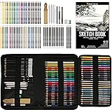 74-Piece Drawing Set - Beginner or Professional Tool Set, Pencil Case with Watercolor Pencils, Colored, Graphite, and Charcoa