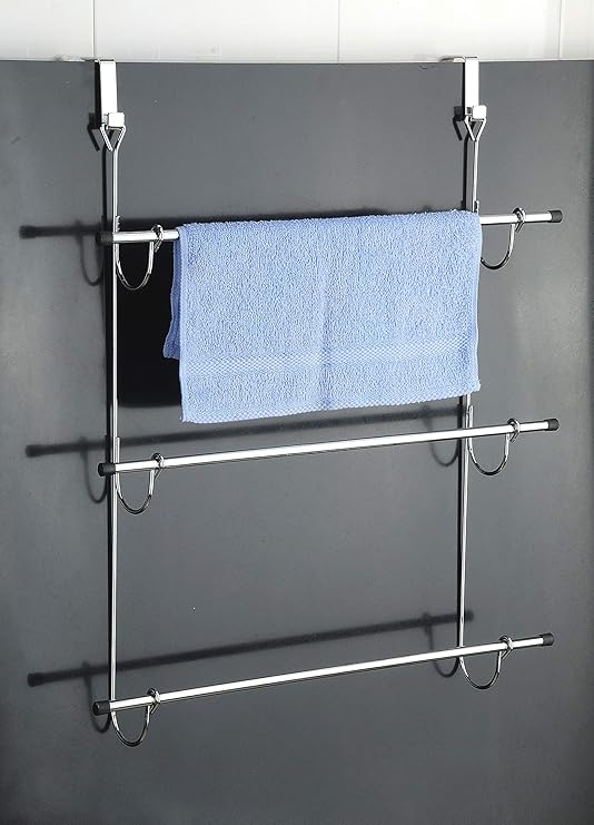 Over Door Towel Rail Bathroom 3 Tier Chrome Towel Rack Hanger Holder