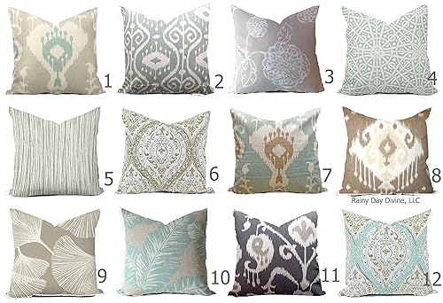 Amazon Com Pillow Cover Spa Blue Linen Beige Handmade