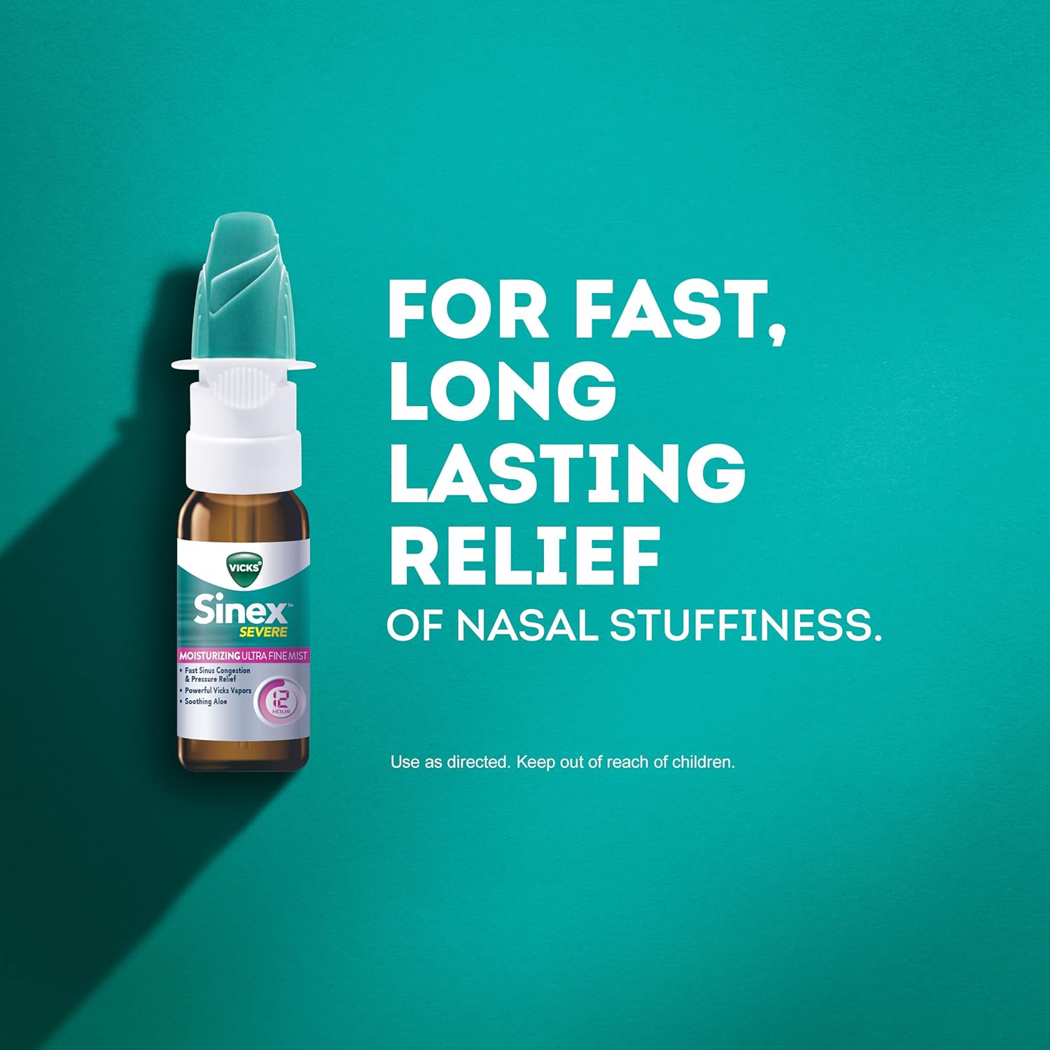 Vicks Sinex Severe Sinus Congestion Nasal Spray, 0.5 fl oz - Moisturizing Ultra Fine Mist with Soothing Aloe: Health & Personal Care