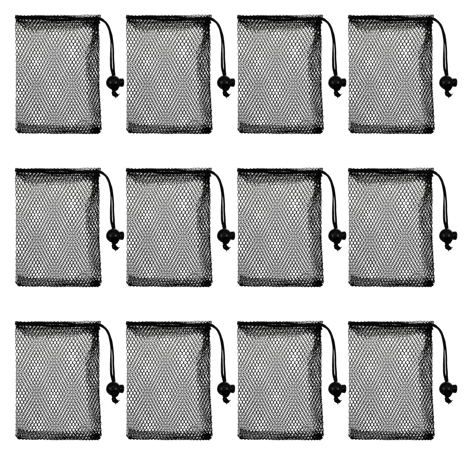 Photo 1 of 12 PCS Mesh Bags Drawstring Nylon Small Mesh Bags Portable Black Small Drawstring Bag Nylon Storage Meshs Travel Bag for Travel Stuff (6 X 4 Inch)